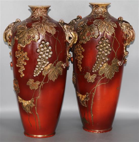 A pair of Japanese pottery vases